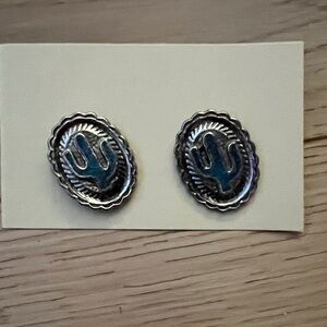 Silver and Turquoise Cactus Pins